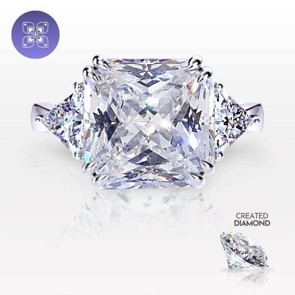 10ct Lab Created Diamond Princess Cut Engagement Ring Wedding Ring - Picture 1 of 16